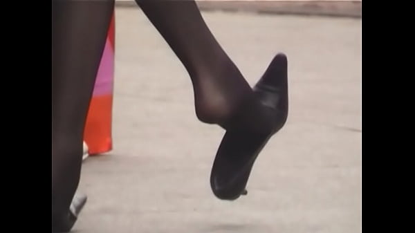 Silkypantyhose shoe dangling in nylons and stockings fetish