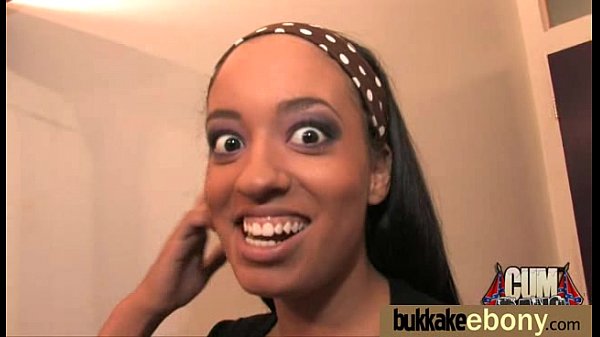 Ebony girl takes on multiple white cocks for first time facial