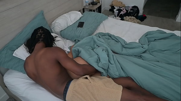 Ebony girl gets creampie from latino lover