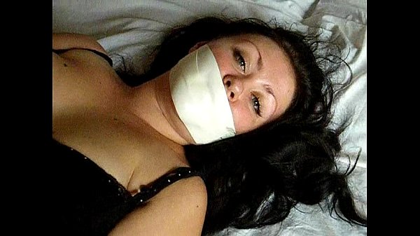 Vonhausen gagging Sweetie Vlada in pantyhose bondage with microfoam gloves