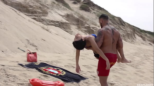 Step mom BayWatch catches step son and joins in a public hardcore sex scene in Portugal