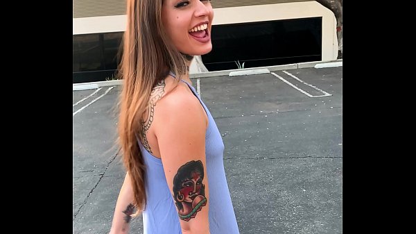 Vanessa Vega Tattooed Brunette Skateboarding POV Blowjob with Big Cock in Public