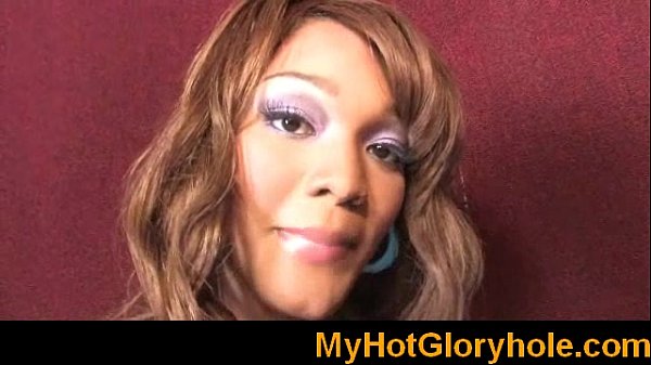 black babe sucking white cock at a gloryhole