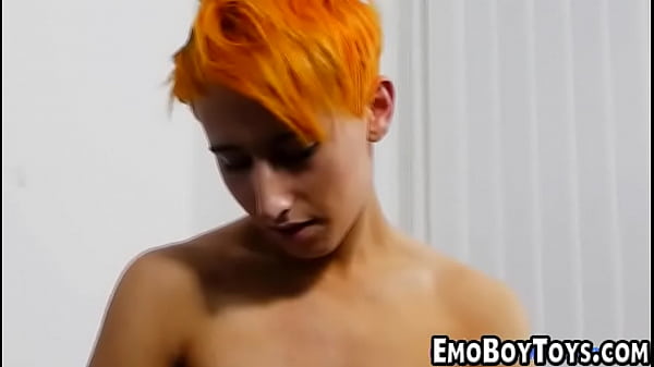 Teen twink masturbates in bed alone