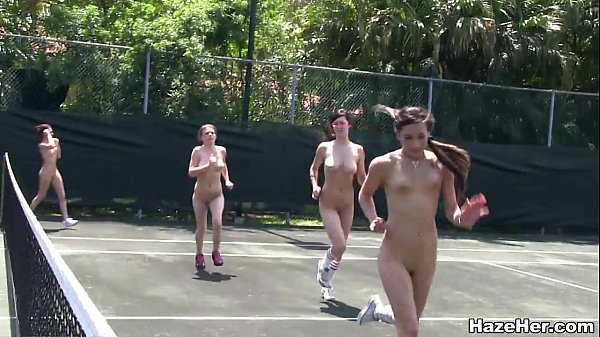 Lesbian college sorority hazing on tennis court