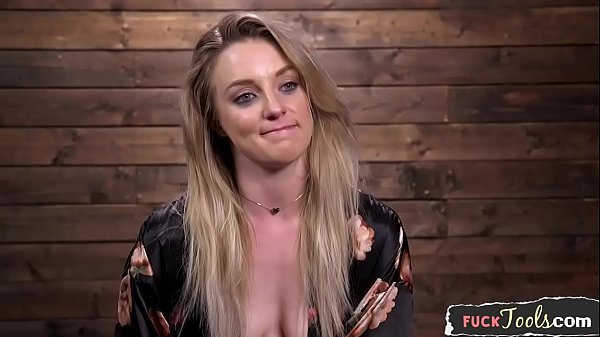 Babe in bondage gets intense dildo insertion with sex machine