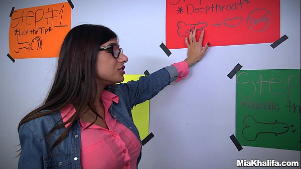 Mia Khalifa teaches friend how to give a blowjob