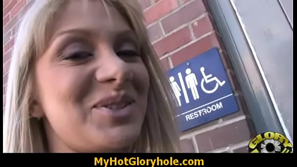 Black woman blows white guy at a nasty gloryhole