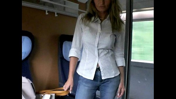 Blonde amateur gives blowjob on train