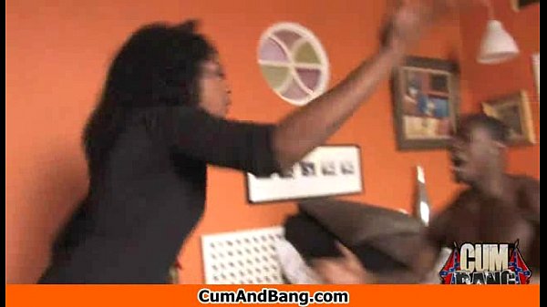 Ebony girl gets slammed by multiple white guys in a gangbang oral sex scene