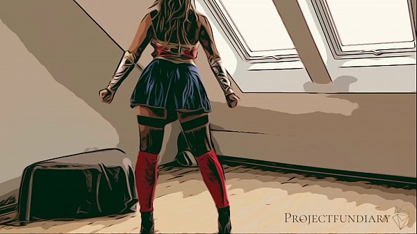 Candyman gets used like a slut by Projectfundiary in wild cosplay roleplay with strong woman costume and high heels
