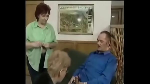granny gets a creampie blowjob from two young studs