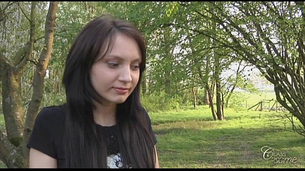 Blonde and brunette teens threesome outside turns inside