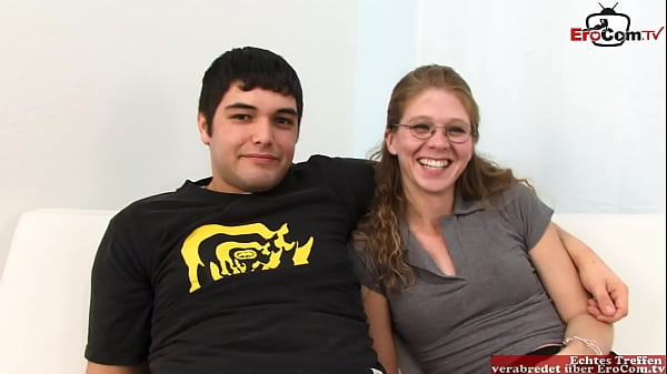 Blonde wife with glasses takes bbc in front of cuckold husband