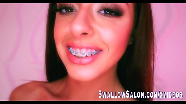 Vanna Bardot gives deepthroat blowjob with braces