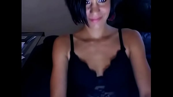 brunette amateur in stockings teases on webcam