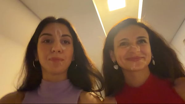 Katty West and friend take facial cumshot and walk outside