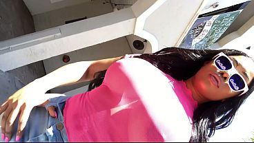 Moriah Mills oiled up in public see through lingerie