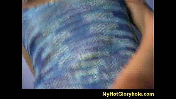 Ebony woman blows black man at a gloryhole for the first interracial blowjob