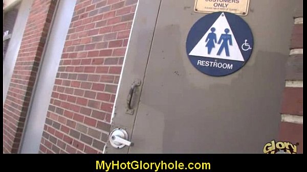 Ebony woman gives perfect blow job at black gloryhole initiation
