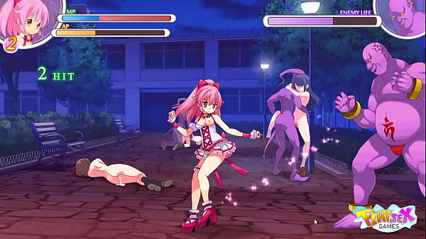 Teen girl Yuni gets defeated in magical girl sex game