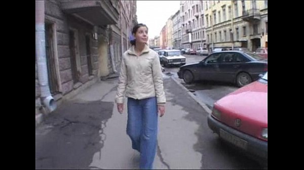 Brunette woman gets caught up in a surprise threesome on her way home