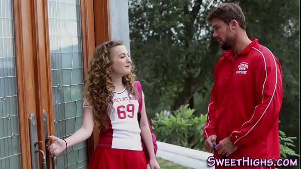 cheerleader teen gets a facial with a big cock