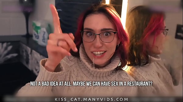 Mr Cat 69 and Kiss Cat Russian Teen Blowjob in Glasses at Home