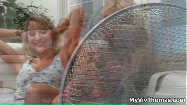 Blonde lesbians make out and get horny together outside