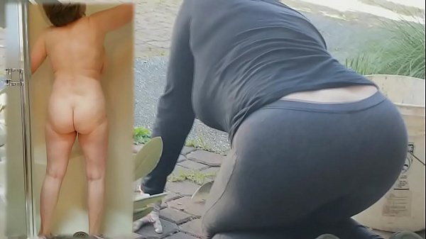 Mature Marierocks outdoor voyeur of curvy granny kneeling