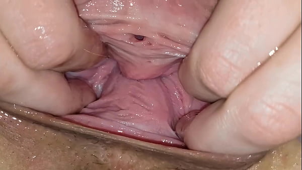 Skinny amateur girl fingers her big pussy close up