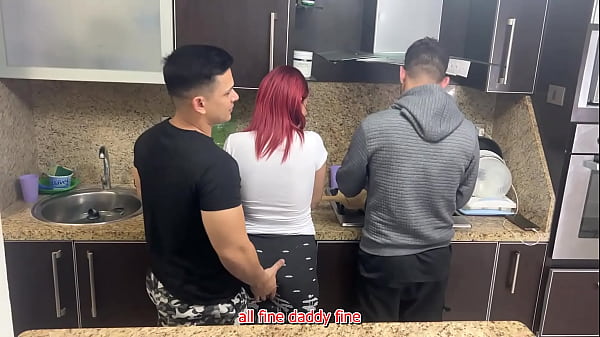 Latina wife cheated by friend in front of husband