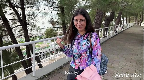 Teen Katty West fucked outdoors and cum on her glasses