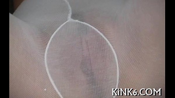 Tiny girl in stockings plays with her wet pussy solo