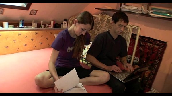 Teen girl gets fucked by guy in blue shirt