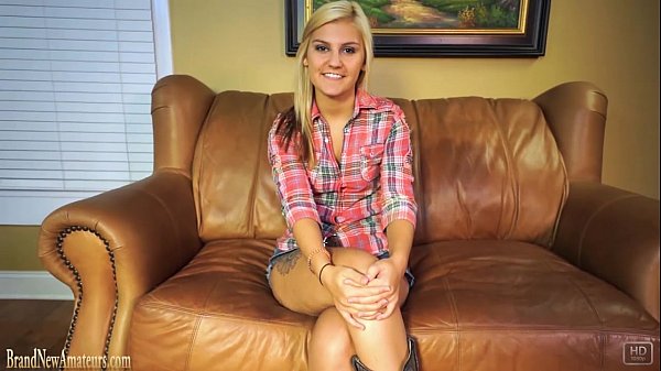 Blonde Bailey masturbates on casting couch