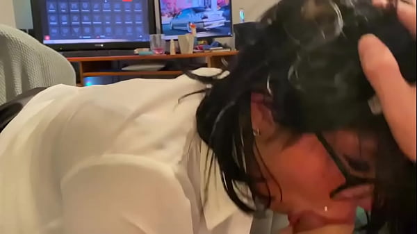 Alice Fire gets a big dick in her mouth at home by Maack Fire