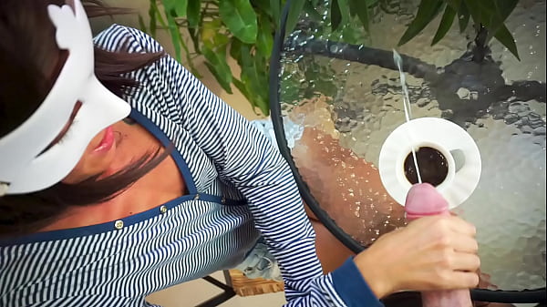 brunette girlfriend gives blowjob and drinks piss