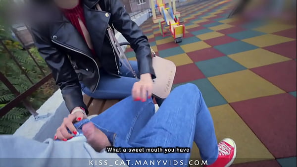 Russian teen Kisscat gives public blowjob on street