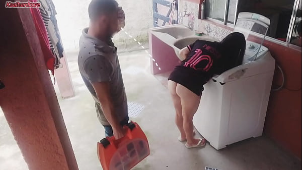 Married brunette Latina housewife Jennifer Pimenta gets paid with her ass by a big-cocked washing machine technician while her cuckold husband is away in Brazil