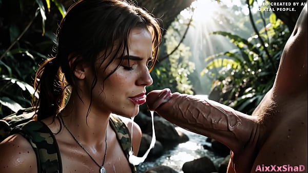 Lara Croft gets creampies and throat cum in cave