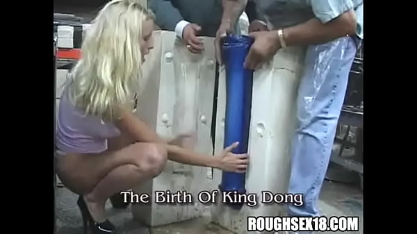 Blonde babe gets a surprise giant dildo delivery in the mail