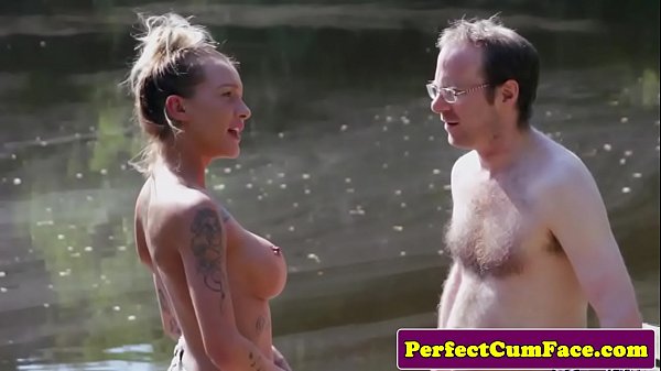 Chantelle Fox and Cumperfection outdoor femdom handjob cumshot in UK
