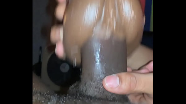 Ebony girl gives blowjob and takes cumshot from black cock
