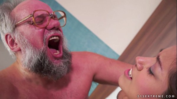 young brunette babe enjoys older mans thick cock