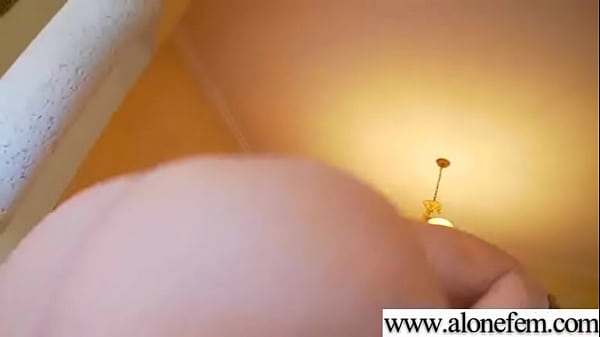 Blonde teen Alonefem plays with toys and vibrators