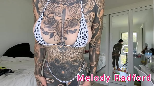 Melody Radford tries on sexy goth lingerie
