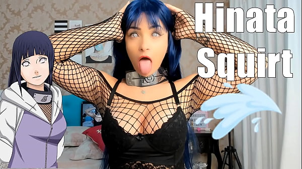 Hinata cosplay teen masturbating with Hitachi on bed