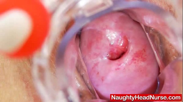 Mature milf in nurse uniform masturbation with a pussy-expander