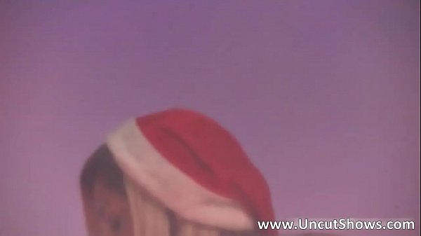 Blonde in Santa outfit strips and fucks in public